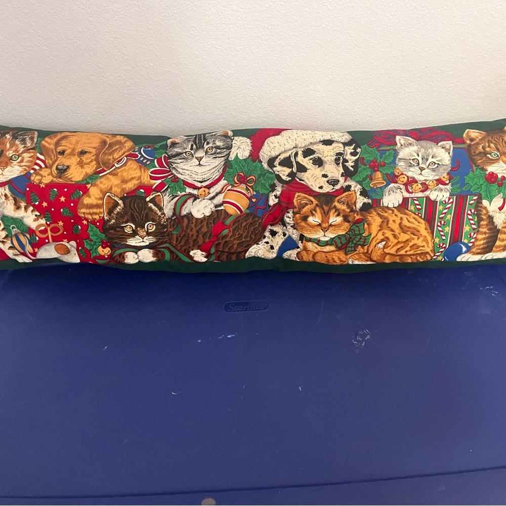 Vintage puppy and kitten doorstop couch lumbar pillow